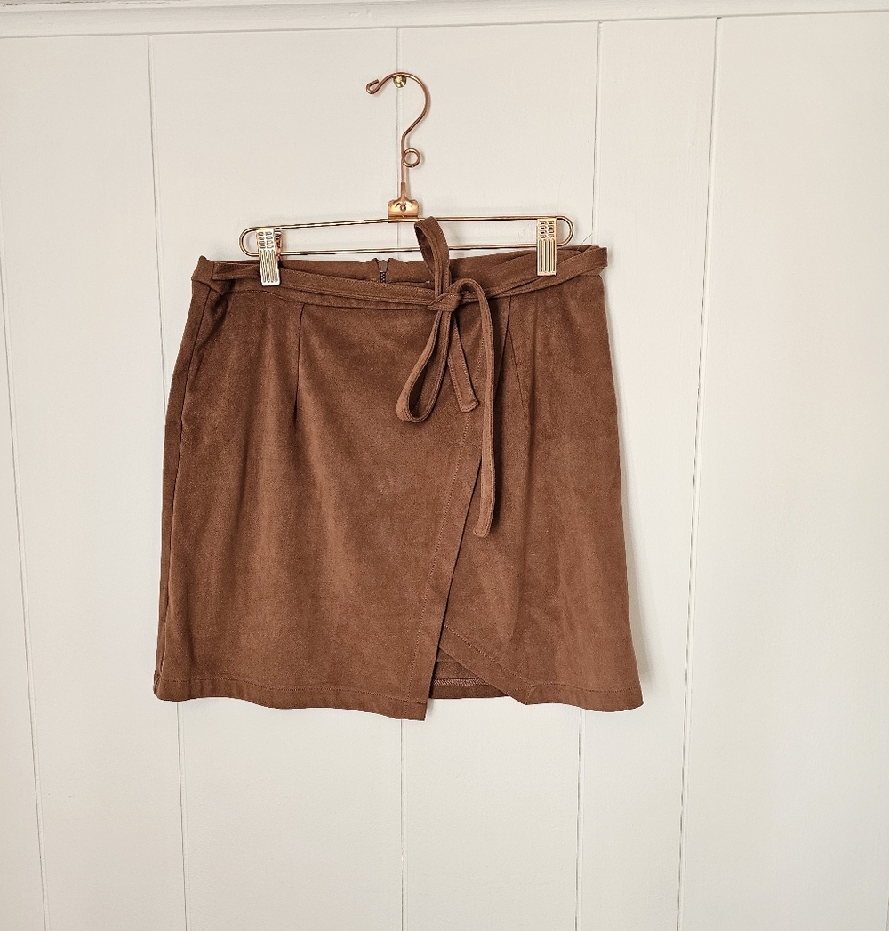 Living Doll Faux Suede Wrap Skirt